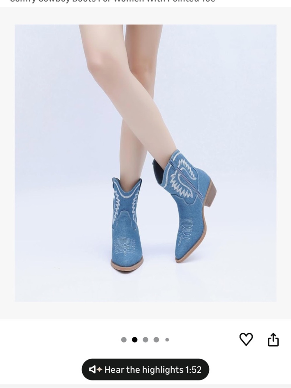 Blue Western Embroidered Ankle Boot - Picture 3 of 3